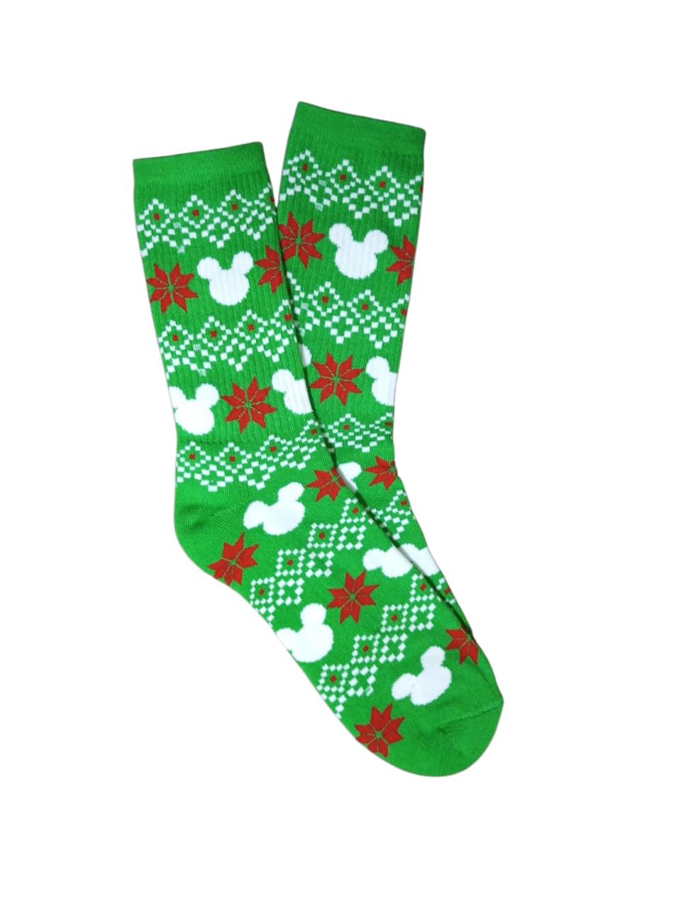 Medias de Algodón Micky Navidad Verde